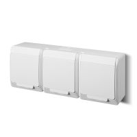 Gniazdo n/t potrójne 3x2P+Z Schuko IP44, białe, Hermes | 0326-02 Elektro-Plast Nasielsk