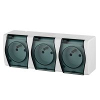 Gniazdo n/t potrójne 3x2P+Z IP44, biało-dymne, Hermes 2 | 1023-01 Elektro-Plast Nasielsk