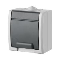 Gniazdo hermetyczne natynkowe pojedyncze z uziemieniem 2P+Z 16A 250V IP55, szare 7035/7043, Aquant | 1241-10 Elektro-Plast Nasielsk