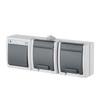 Łącznik n/t 1-biegunowy/schodowy + gniazdo n/t 2x2P+Z IP55, szare 7035/7043, Aquant | 1249-10 Elektro-Plast Nasielsk