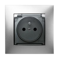Gniazdo p/t pojedyncze 2P+Z B/R, IP44, srebrny / dymne, Carla | 1766-16 Elektro-Plast Nasielsk
