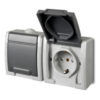 Gniazdo n/t podwójne GNT 2x2P+Z Schuko H IP55, szare 7035/7043, Aquant | 1245-10 Elektro-Plast Nasielsk