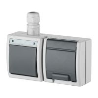 Łącznik n/t 1-biegunowy/schodowy + gniazdo n/t 2P+Z, IP65, szare 7035/7043, Aquant | 1247-65 Elektro-Plast Nasielsk