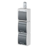 Łącznik n/t 1-biegunowy/schodowy + gniazdo n/t 2x2P+Z V, IP65, szare 7035/7043, Aquant | 1262-65 Elektro-Plast Nasielsk