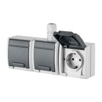Gniazdo n/t podwójne GNT 3x2P+Z H Schuko IP65, szare 7035/7043, Aquant | 1246-65 Elektro-Plast Nasielsk