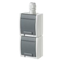 Gniazdo n/t podwójne GNT 2x2P+Z Schuko pionowe IP65, szare 7035/7043, Aquant | 1254-65 Elektro-Plast Nasielsk