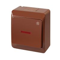 Łącznik n/t krzyżowy z podświetleniem, IP44, brązowy, Hermes | 0348-06 Elektro-Plast Nasielsk