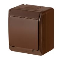 Gniazdo n/t pojedyncze 2P+Z Schuko IP44, brązowe, Hermes | 0324-06 Elektro-Plast Nasielsk