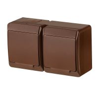 Gniazdo n/t podwójne 2x2P+Z Schuko IP44, brązowe, Hermes | 0325-06 Elektro-Plast Nasielsk