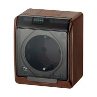 Gniazdo n/t pojedyncze 2P+Z Schuko IP44, brązowe / dymne, Hermes | 0324-05 Elektro-Plast Nasielsk