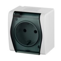 Gniazdo n/t pojedyncze 2P+Z Schuko, IP44, dymne, Hermes 2 | 1024-01 Elektro-Plast Nasielsk