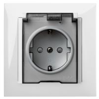Gniazdo p/t pojedyncze 2P+Z Schuko B/R IP44, białe / dymne, Sentia | 1469-10 Elektro-Plast Nasielsk