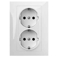 Gniazdo p/t podwójne 2x2P+Z Schuko monolit IP20, srebrne, Sentia | 1438-06 Elektro-Plast Nasielsk