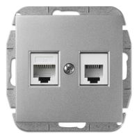 Gniazdo p/t RJ45+RJ11 B/R, IP20, srebrne, Sentia | 1459-56 Elektro-Plast Nasielsk