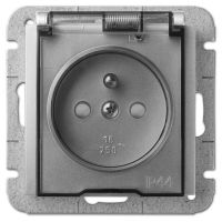 Gniazdo p/t pojedyncze 2P+Z B/R IP44, srebrny / dymne, Sentia | 1466-56 Elektro-Plast Nasielsk