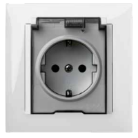 Gniazdo p/t pojedyncze 2P+Z Schuko B/R IP44, srebrny / dymne, Sentia | 1469-56 Elektro-Plast Nasielsk