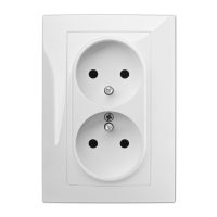 Gniazdo p/t podwójne 2x2P+Z monolit B/R, IP20, białe, Carla | 1735-00 Elektro-Plast Nasielsk