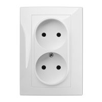 Gniazdo p/t podwójne 2x2P monolit B/R, IP20, srebrny, Carla | 1741-06 Elektro-Plast Nasielsk