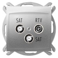 Gniazdo p/t antenowe R-TV-2xSAT końcowe B/R, IP20, srebrny, Carla | 1760-16 Elektro-Plast Nasielsk