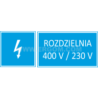 Tabliczka TZI 74X210S napis: Rozdzielnia 400/230V | E04TZ-01041231300 Ergom