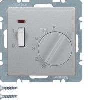 Regulator temperatury pomieszczenia styk zwierny, el.centralny, łącznik, dioda, alu aksamit, lakier | 20306084 Hager
