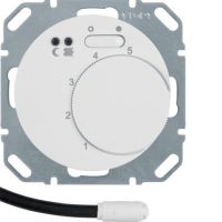Regulator temperatury podłogi styk zwierny, el.centralny, łącznik, 2 diody LED, biały, połysk | 20342089 Hager