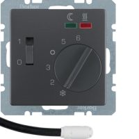 Regulator temperatury podłogowej zestyk zwierny, el.centralny, łącznik, 2 diody LED, antracyt lakier | 20346086 Hager