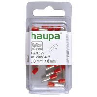 Końcówka tulejkowa Cu izolowana HTI 1/8, czerwona (opak 25szt) | 270804/25 Haupa