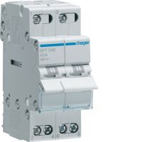 Modułowy przełącznik instalacyjny I-0-II punkt wspólny od góry 2P 40A 230VAC | SFT240 Hager