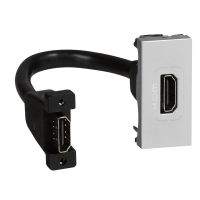 Gniazdo HDMI typu A z przewodem podłączeniowym aluminium, 1 moduł Mosaic | 079378 Legrand