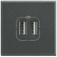 Gniazdo ładowania 2xUSM, 2,4A/5V, 2M, antracyt, Axolute | HS4285C2 Legrand