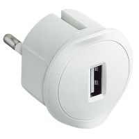 Ładowarka wtyczkowa b/u, 1xUSB, 5V, 1,5A, biała, Helium | 050680 Legrand