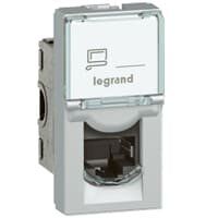 Gniazdo komputerowe 1xRJ45 kat. 6 STP aluminium, 1 moduł Mosaic | 079473 Legrand