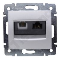 Gniazdo teleinformatyczne 1xRJ11+1xRJ45 kat.6 UTP, aluminium, Valena | 770280 Legrand
