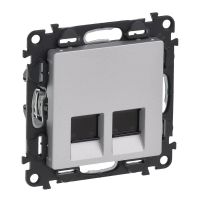 Gniazdo komputerowe podwójne RJ45 kat. 6 STP, aluminium, Valena Life | 753349 Legrand