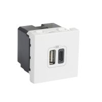 Ładowarka USB typ A+C 3A M45:2M, biała, Mosaic | 077592 Legrand