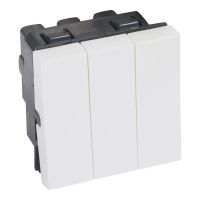 Łącznik schodowy podwójny + łącznik jednobiegunowy 20 AX 250 V~, 2 modułowy, Biały, Mosaic | 572044 Legrand