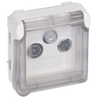 Gniazdo TV-R-SAT końcówka antybakteryjna, białe, PLX55 | 070724 Legrand