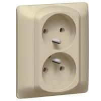 Gniazdo podwójne z/u 16A, z przesłoną styków, zaciski śrubowe, kompletne, titan, Sistena Life | 771438 Legrand