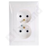 Gniazdo podwójne z/u 16A, z przesłoną styków, zaciski śrubowe, białe, Valena | 770078 Legrand