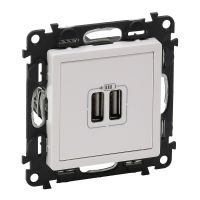 Ładowarka z gniazdem 2xUSB, 1500mA, biała, Valena Life | 753112 Legrand