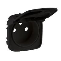 Plakietka z klapką do gniazda pojedynczego z/u, IP21, czarna, Valena Allure | 754868 Legrand