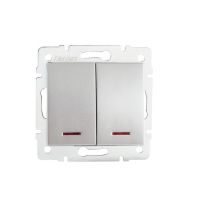Łącznik dwugrupowy świecznikowy z LED LOGI 02-1120-143, srebrny | 25198 Kanlux
