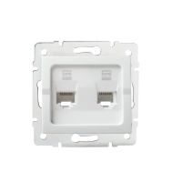 Gniazdo komputerowe podwójne niezależne (2xRJ45Cat 6 Jack) LOGI 02-1420-002, białe | 25111 Kanlux