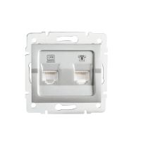 Gniazdo komputerowo-telefoniczne (RJ45 Cat 6+RJ11) LOGI 02-1440-043, srebrne | 25231 Kanlux