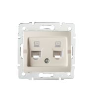 Gniazdo komputerowe podwójne niezależne (2xRJ45Cat 6 Jack) LOGI 02-1420-003, kremowe | 25170 Kanlux