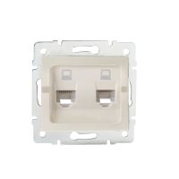 Gniazdo komputerowe podwojne niezależne (2xRJ45Cat 5e Jack) LOGI 02-1410-003, kremowe | 25169 Kanlux