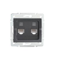 Gniazdo komputerowe podwójne niezależne (2xRJ45Cat 6 Jack) LOGI 02-1420-041, grafit | 25288 Kanlux