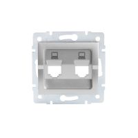 Adapter gniazdo komputerowe podwójne niezależne (2xRJ45 Jack), bez gniazda LOGI 02-1419-043, srebrny | 25938 Kanlux