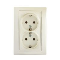 Gniazdo zasilające podwójne Schuko, kompletne DOMO 01-1270-130, perłowe | 24976 Kanlux